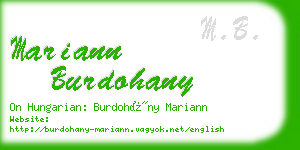 mariann burdohany business card